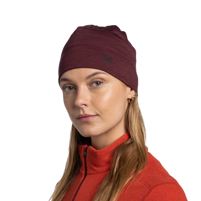 Buff Lightweight Merino Wool Hat Solid Garnet-1