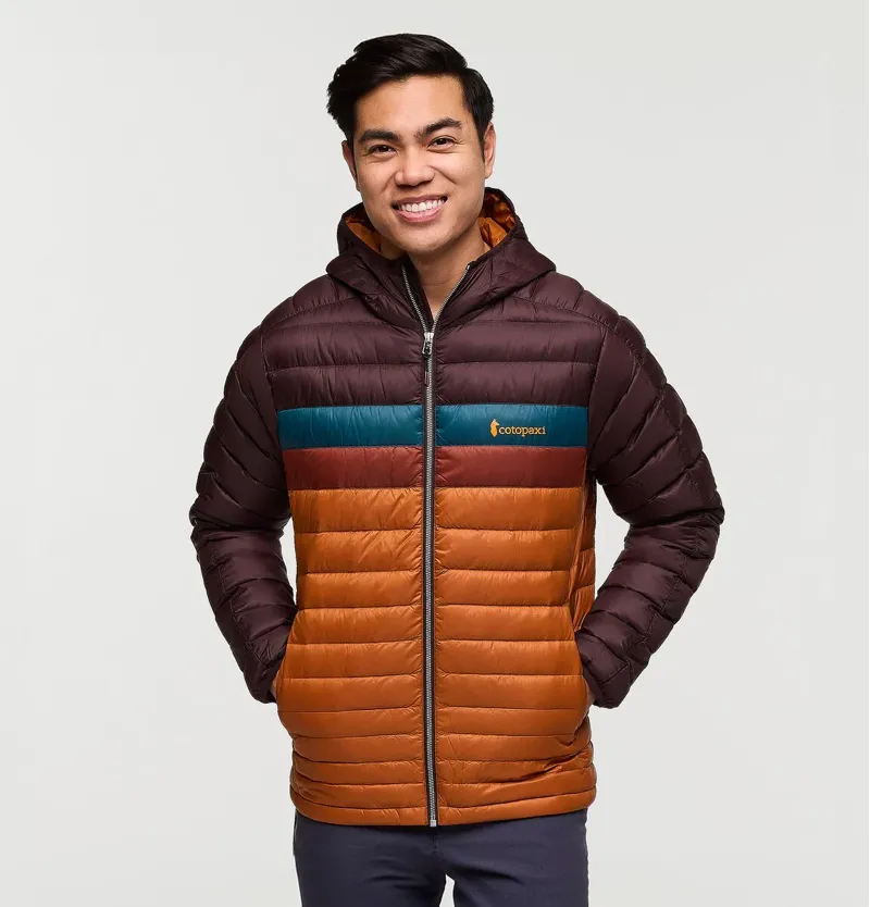 Cotopaxi Men's Fuego Down Hooded Jacket Coffee and Sienna