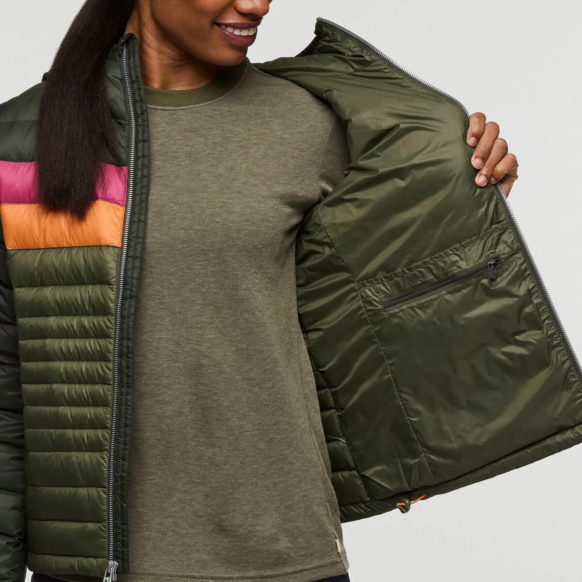 Cotopaxi Women s Fuego Down Hooded Jacket Woods and Fatigue