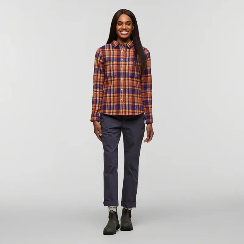 Cotopaxi Women's Mero Organic Flannel Shirt Black Violet Plaid-2