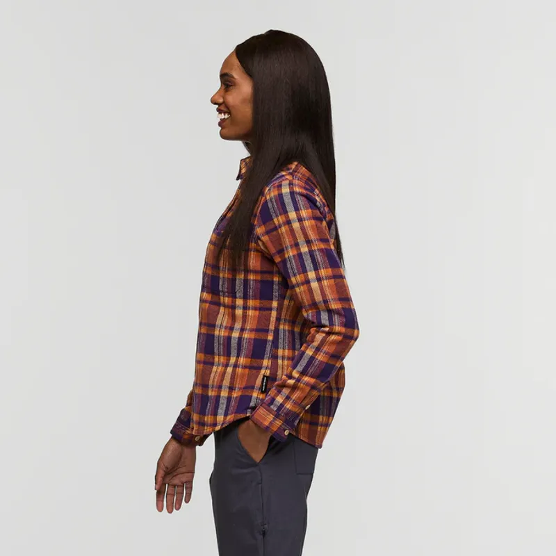 Cotopaxi Women's Mero Organic Flannel Shirt Black Violet Plaid-3