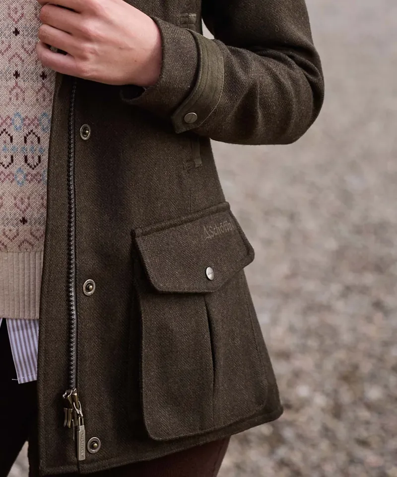 Schoffel Women's Murra Tweed Coat - Dark Loden Herringbone-6