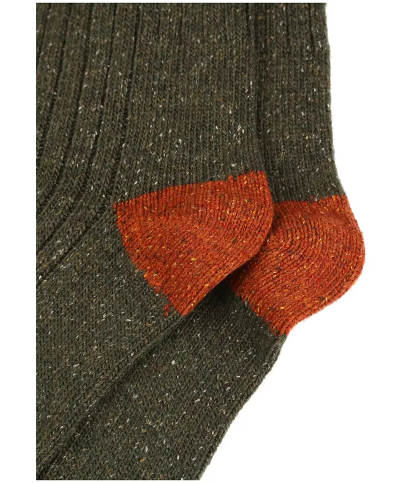 Barbour Men's Houghton Socks - Olive/Burnt Orange-2
