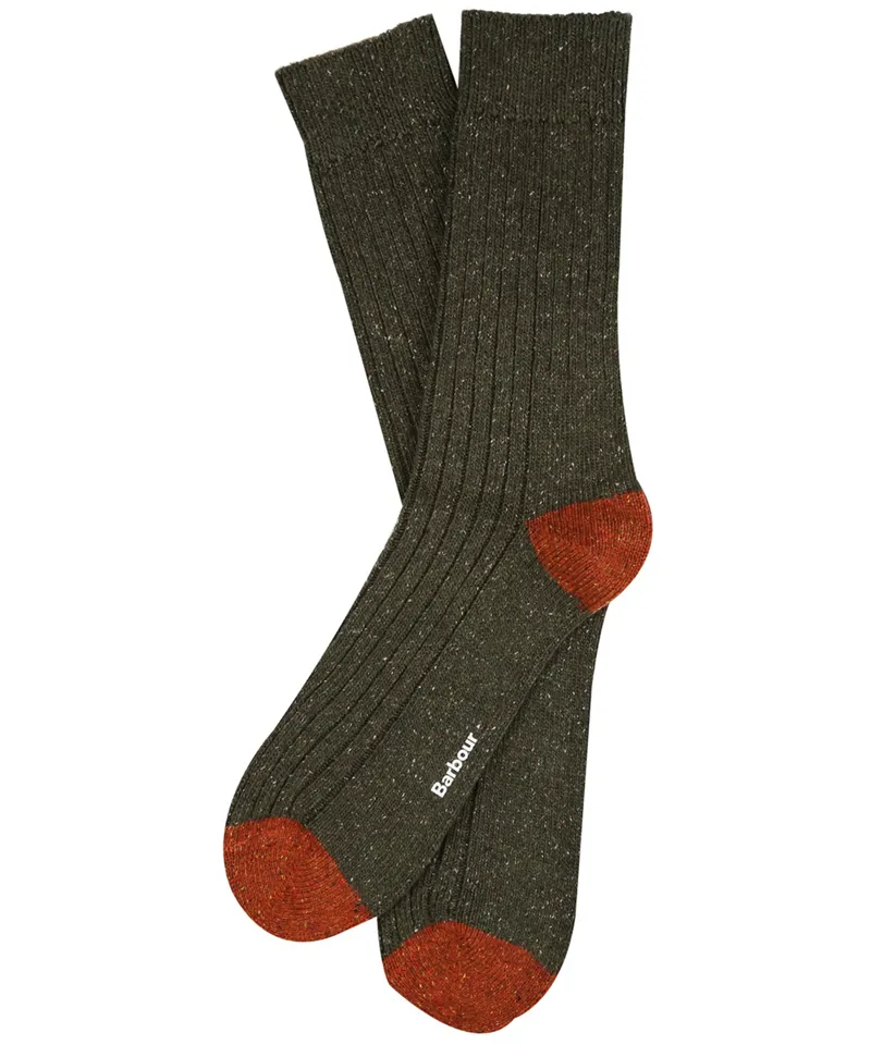 Barbour Men's Houghton Socks - Olive/Burnt Orange-1