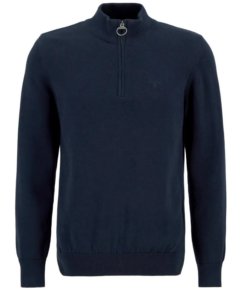 Barbour Men's Cotton Half Zip Knitted Jumper - Navy