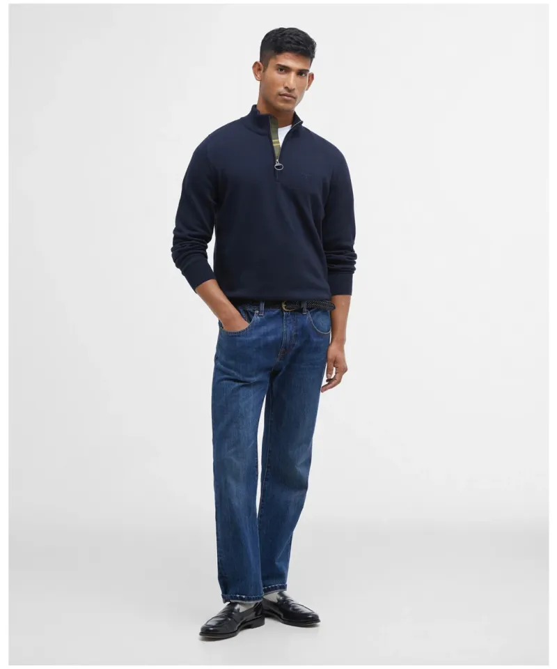 Barbour Men's Cotton Half Zip Knitted Jumper - Navy-3