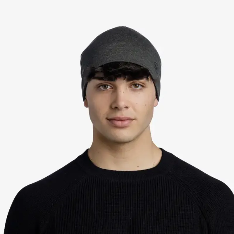 Buff Merino Midweight Beanie Solid Bark-3