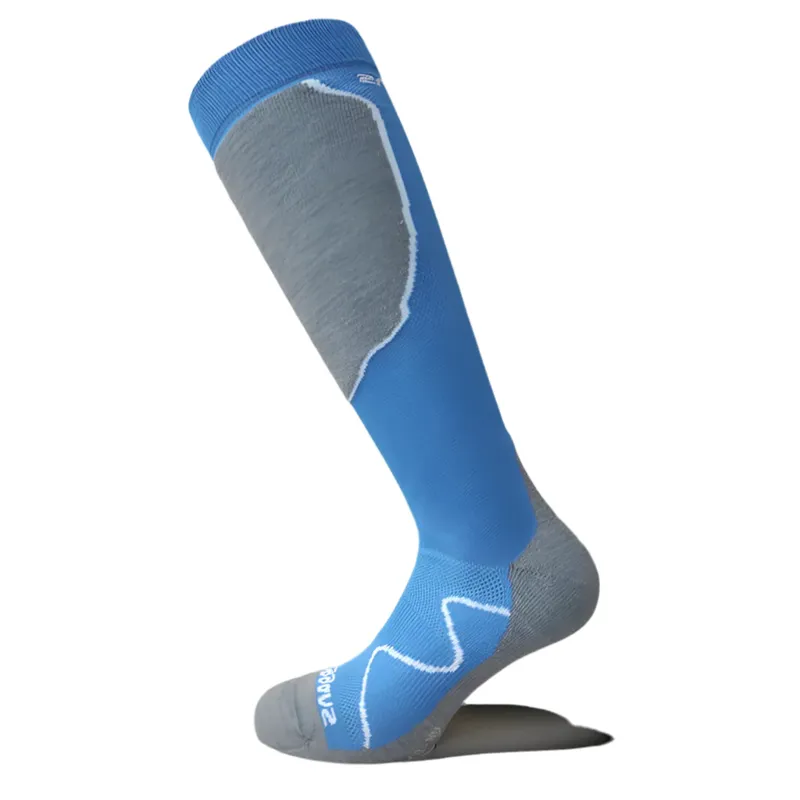 Moggans Advanced Light Cushion Ski Socks - Light Blue/Grey-1