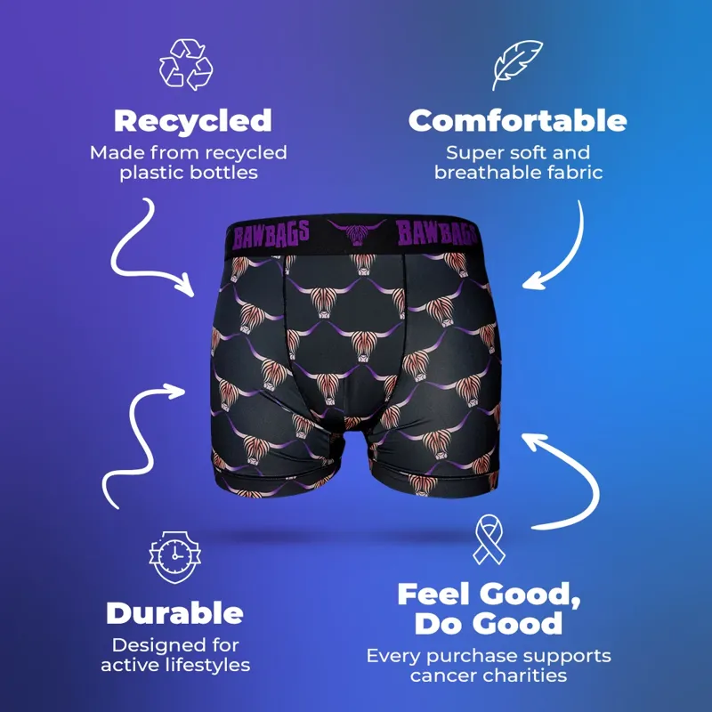 BawBags Men's Cool De Sacs Highland Cow Technical Boxer Shorts-3