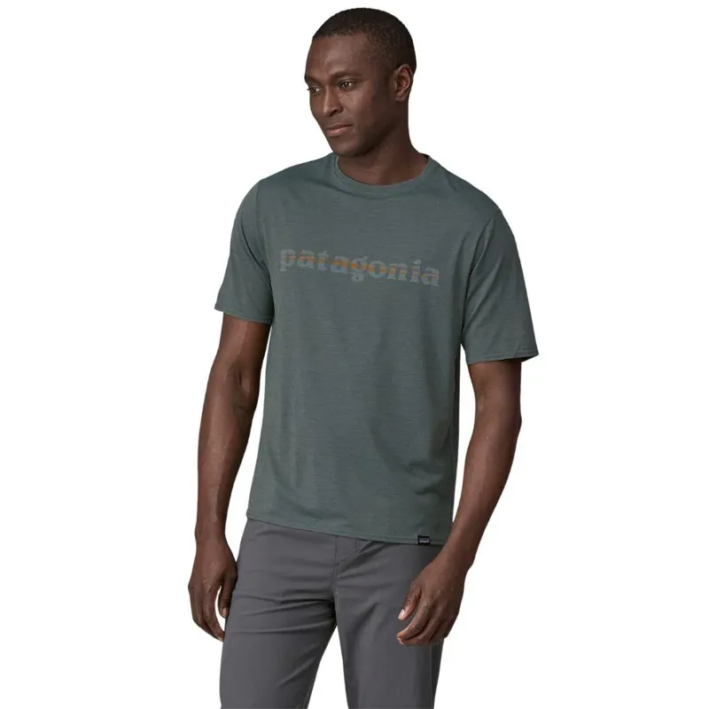 Patagonia Capilene Cool Daily Graphic Shirt in '73 Text Logo: Nouveau Green X-Dye