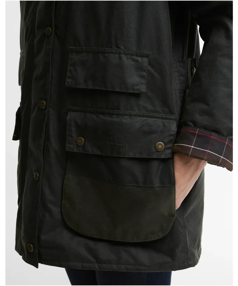 Barbour Women's Modern Border Wax Jacket - Sage/Classic-6