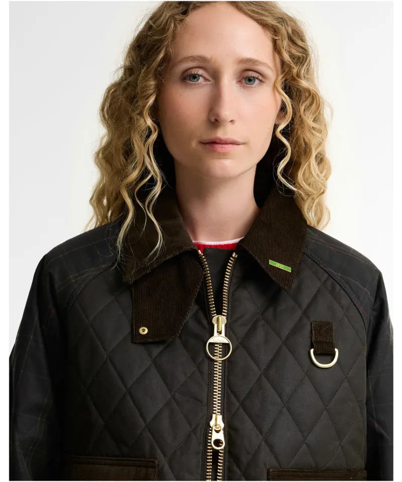 Barbour Women's Tartan Reimagined Icons Tartan Quilted Spey Wax Jacket - Olive/Classic-4