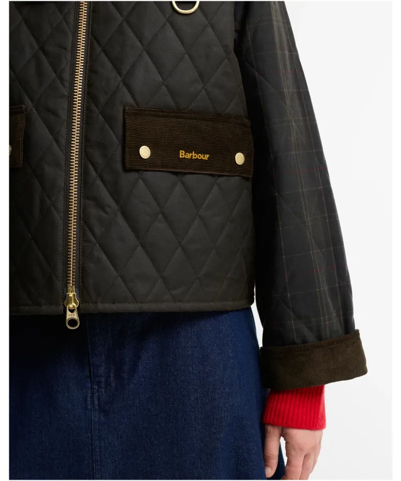 Barbour Women's Tartan Reimagined Icons Tartan Quilted Spey Wax Jacket - Olive/Classic-5