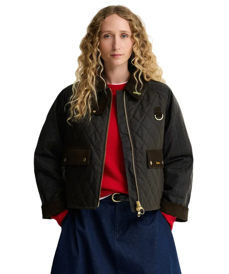 Barbour Women's Tartan Reimagined Icons Tartan Quilted Spey Wax Jacket - Olive/Classic-1