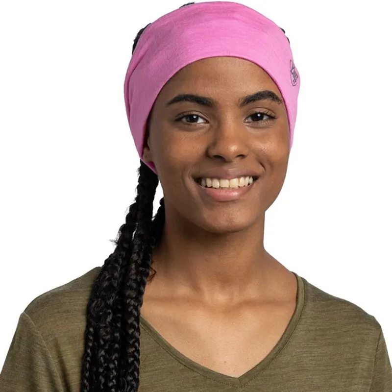 Buff Merino Lightweight Headband - Solid Fluor Fuchsia-2