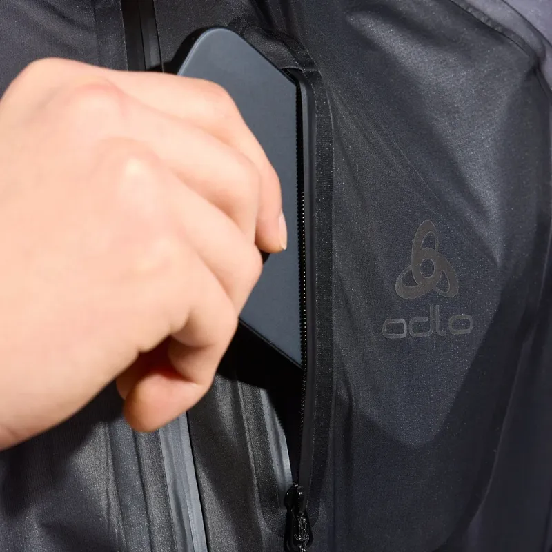 Odlo Men's Zeroweight Dual Dry Performance Knit Waterproof Jacket Black-7