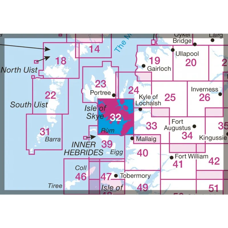 Ordnance Survey Landranger 32: Map of South Skye and Coullin Hills-3