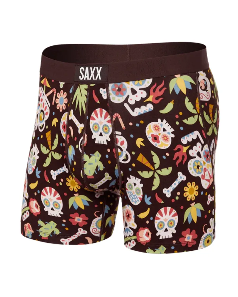 Saxx Vibe Super Soft Boxer Brief Dia De Los Muertos-Fudge