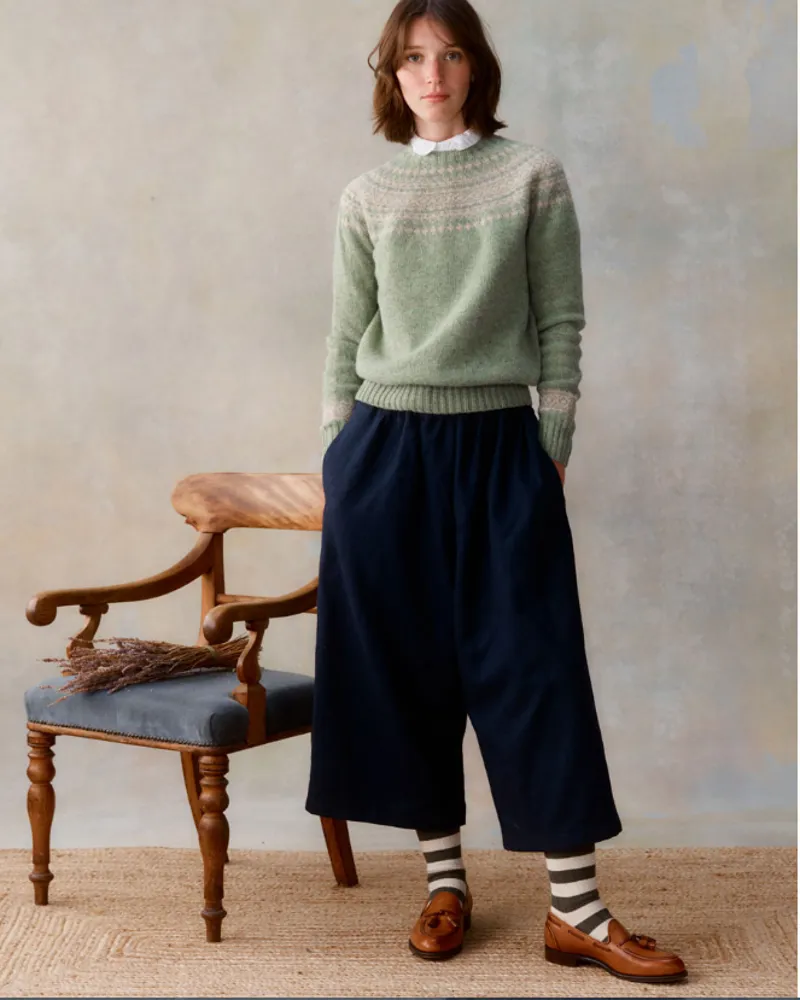 Harley of Scotland Fairisle Sweater in Jades Dairy/Tusk