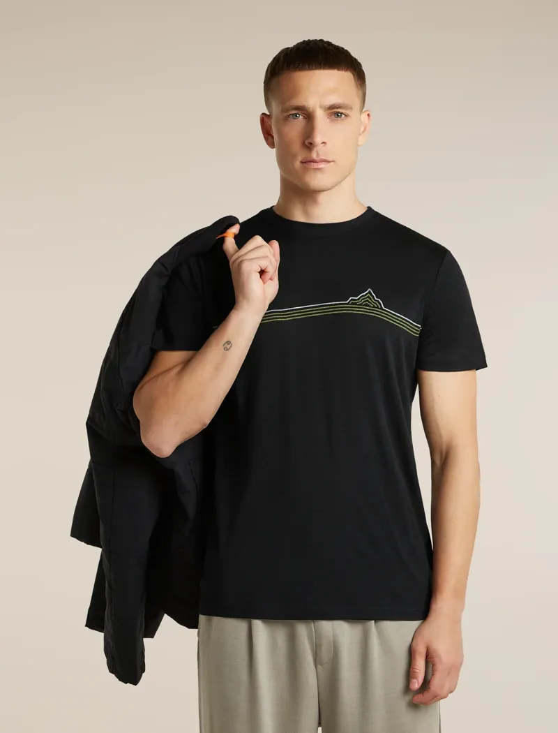 Icebreaker Men's 150 Tech Lite Short Sleeve Tee Range Stripes Black-4