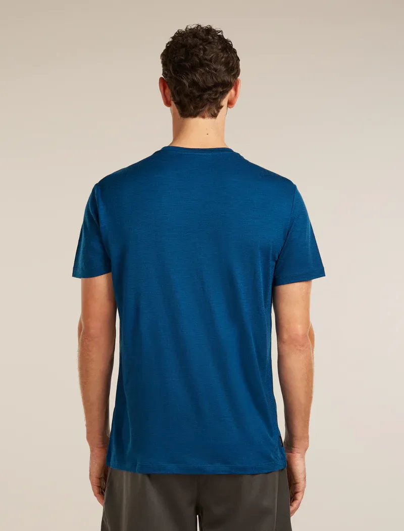 IceBreaker Men's 150 Tech Lite SS T-Shirt Range Stripes - Atlantis Blue-1