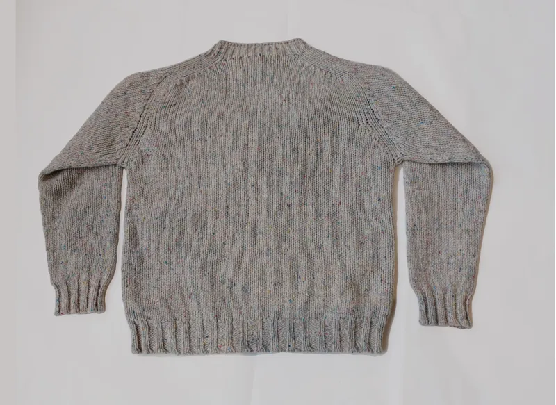 Harley of Scotland Chunky Fishermans Crew Neck Sweater - Cream/Speckled-2
