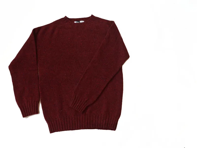 Harley of Scotland Merino Cashmere Crew Neck - Aubergine-1