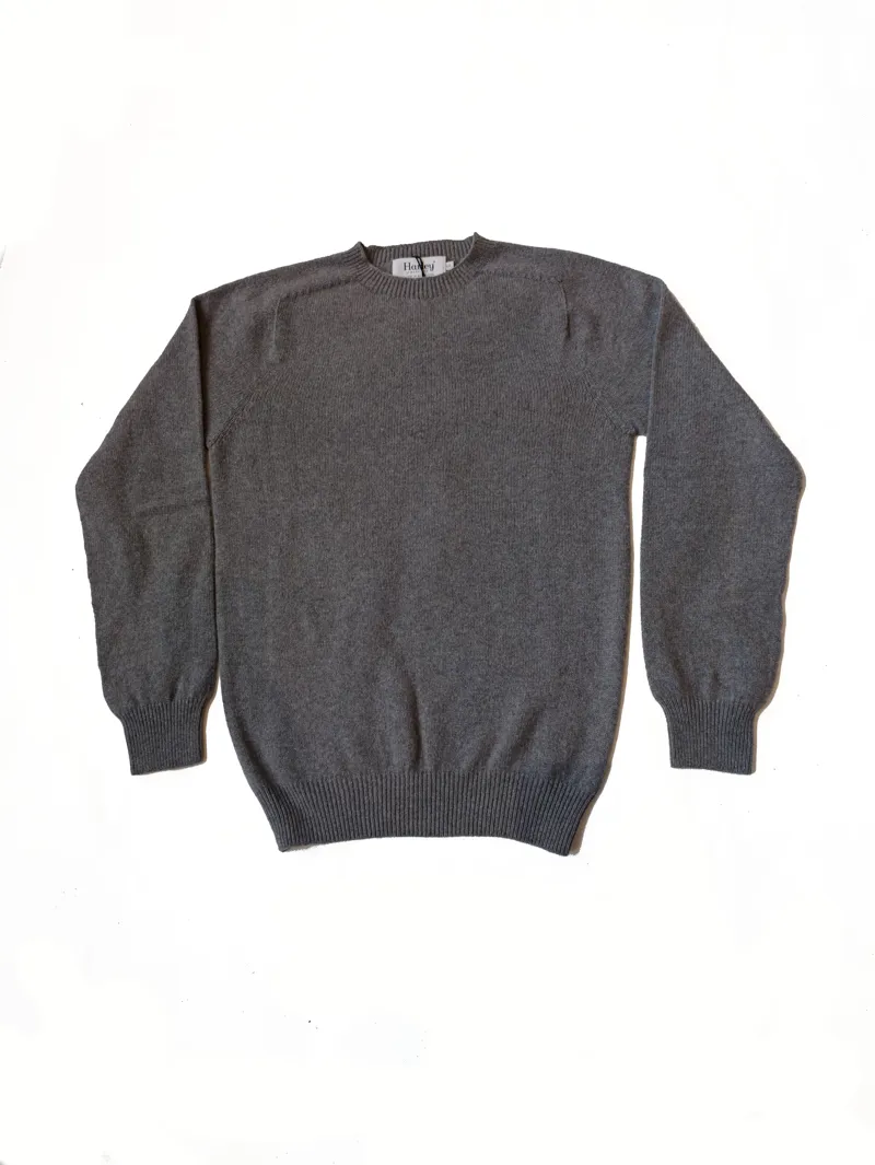 Harley of Scotland Merino Cashmere Crew Neck - Smog Grey