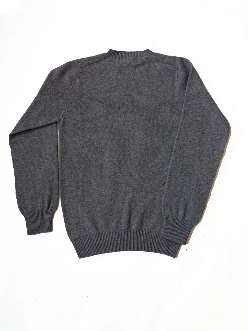 Harley of Scotland Merino Cashmere Crew Neck - Smog Grey-2