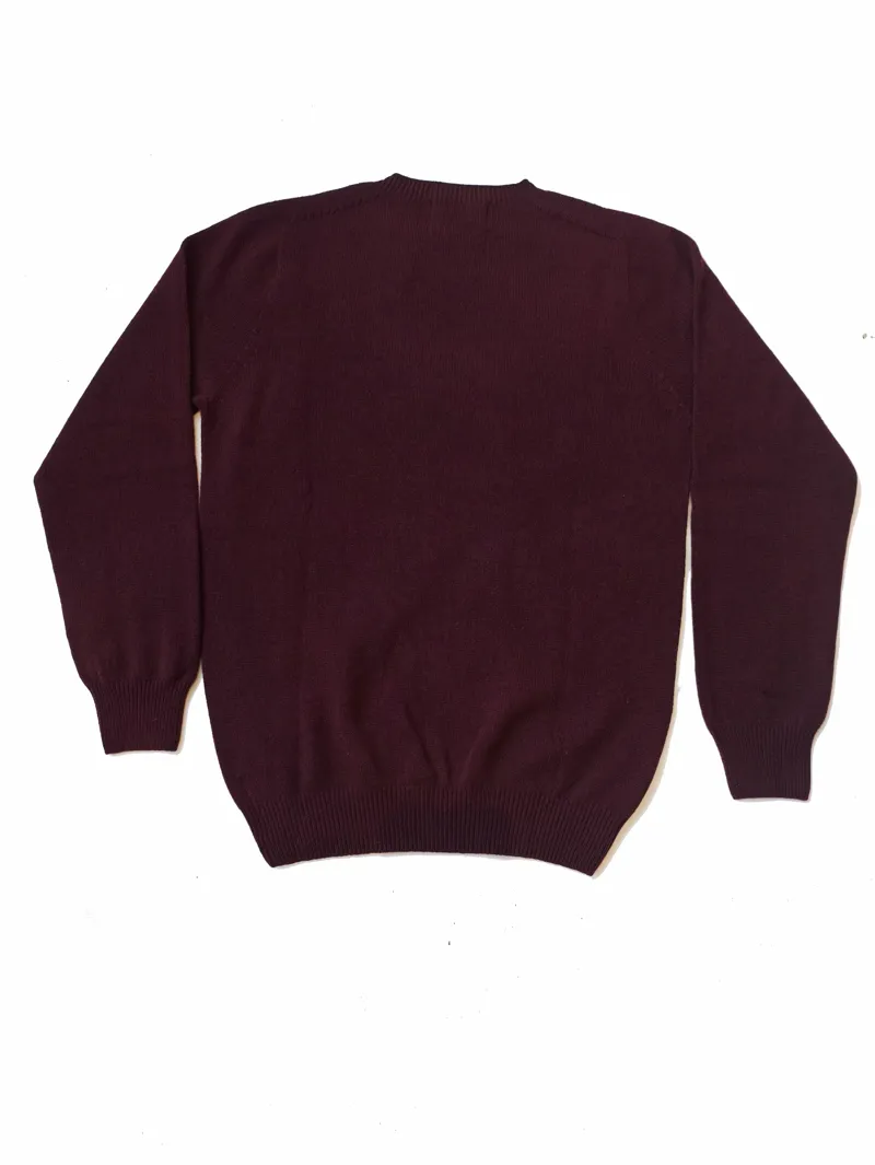 Harley of Scotland Merino Cashmere Crew Neck - Aubergine