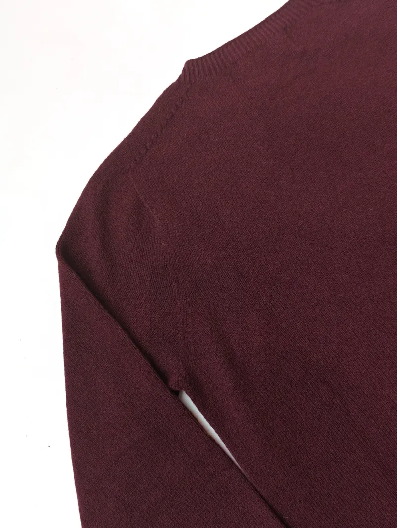 Harley of Scotland Merino Cashmere Crew Neck - Aubergine-4