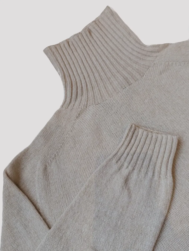 Harley of Scotland Lambswool Polo Neck - Swansdown-2