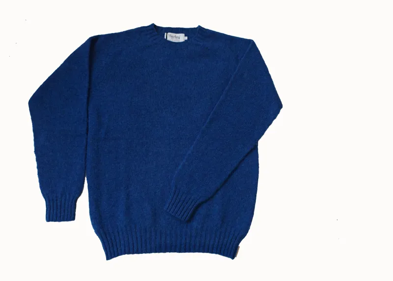 Harley of Shetland Wool Crew Neck Shaggy - Sapphire
