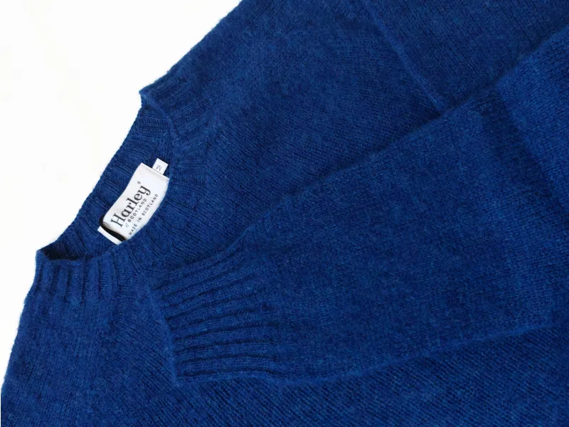 Harley of Shetland Wool Crew Neck Shaggy - Sapphire-1