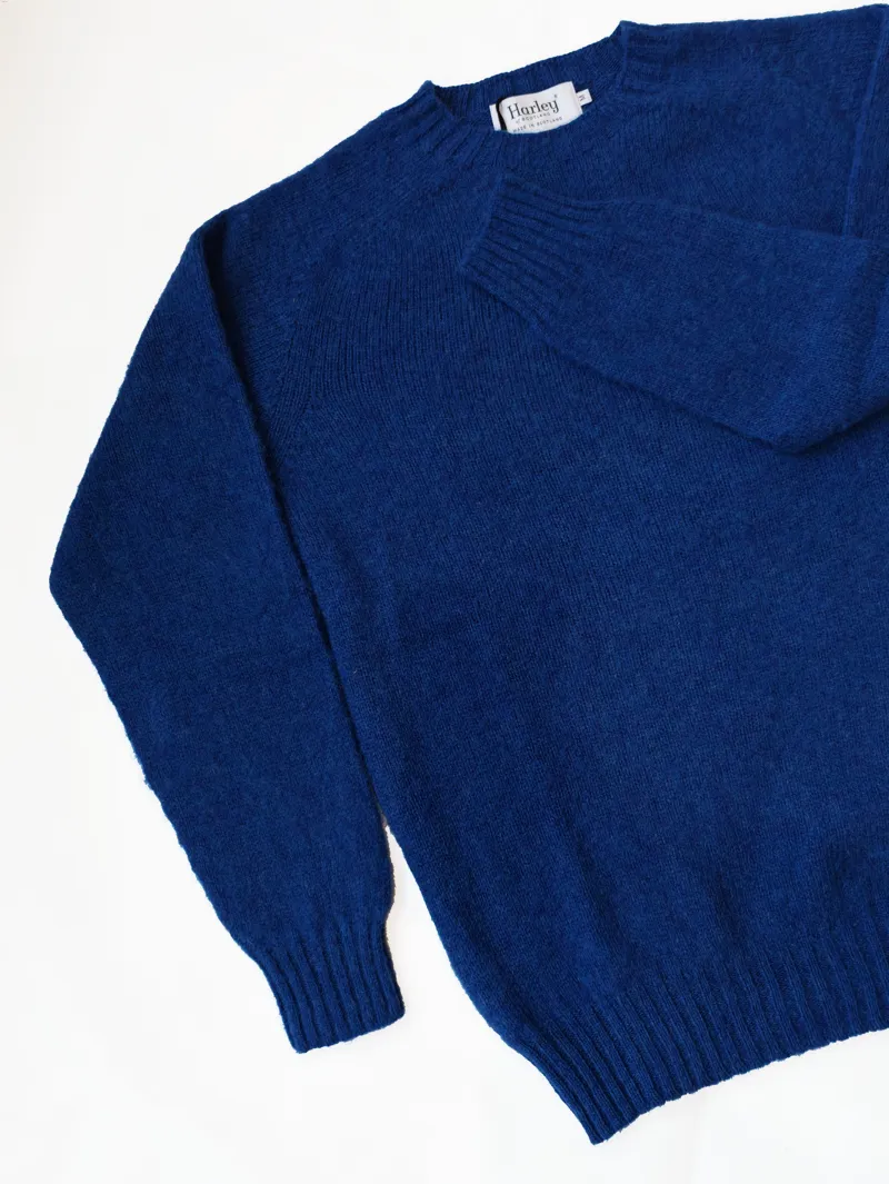 Harley of Shetland Wool Crew Neck Shaggy - Sapphire-2