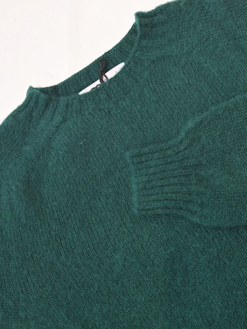 Harley of Scotland Shetland Wool Crew Neck - Shaggy Tartan