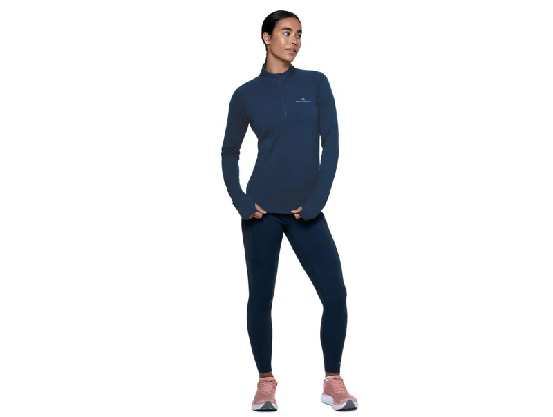 Ronhill Women's Tech Merino 1/2 Zip Dark Navy/Dusty Tulip-2