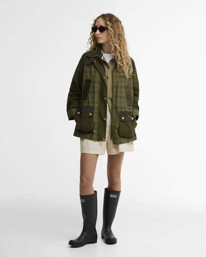 BARBOUR MODERN TARTAN BEADNELL CASUAL JACKET - dusky green tartan/highland olive-1