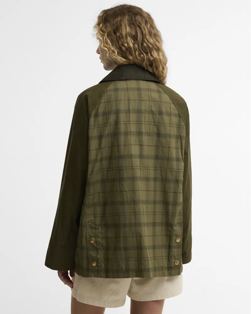 BARBOUR MODERN TARTAN BEADNELL CASUAL JACKET - dusky green tartan/highland olive-2