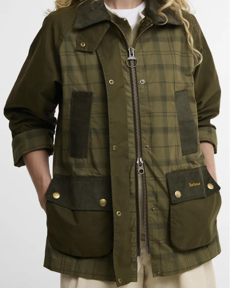 BARBOUR MODERN TARTAN BEADNELL CASUAL JACKET - dusky green tartan/highland olive-3
