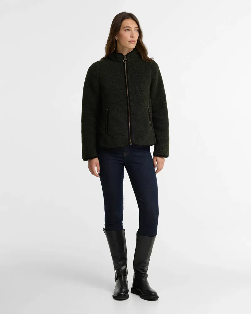 Barbour Women's Lavenham Fleece - Olive/Classic Tartan-1