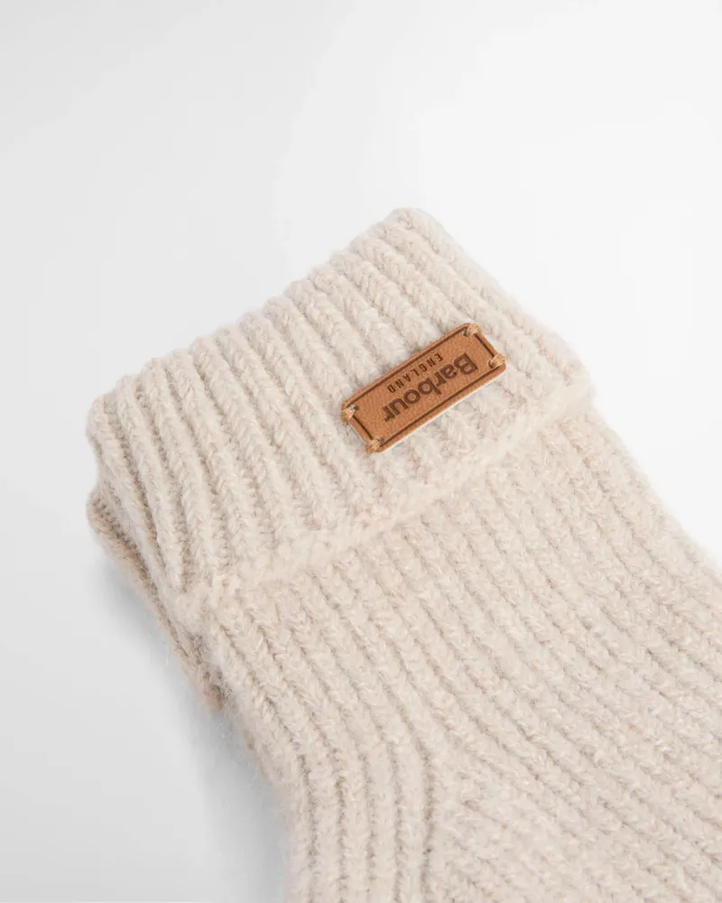 Barbour Pendle Beanie + Gloves Gift Set - Eggshell-3
