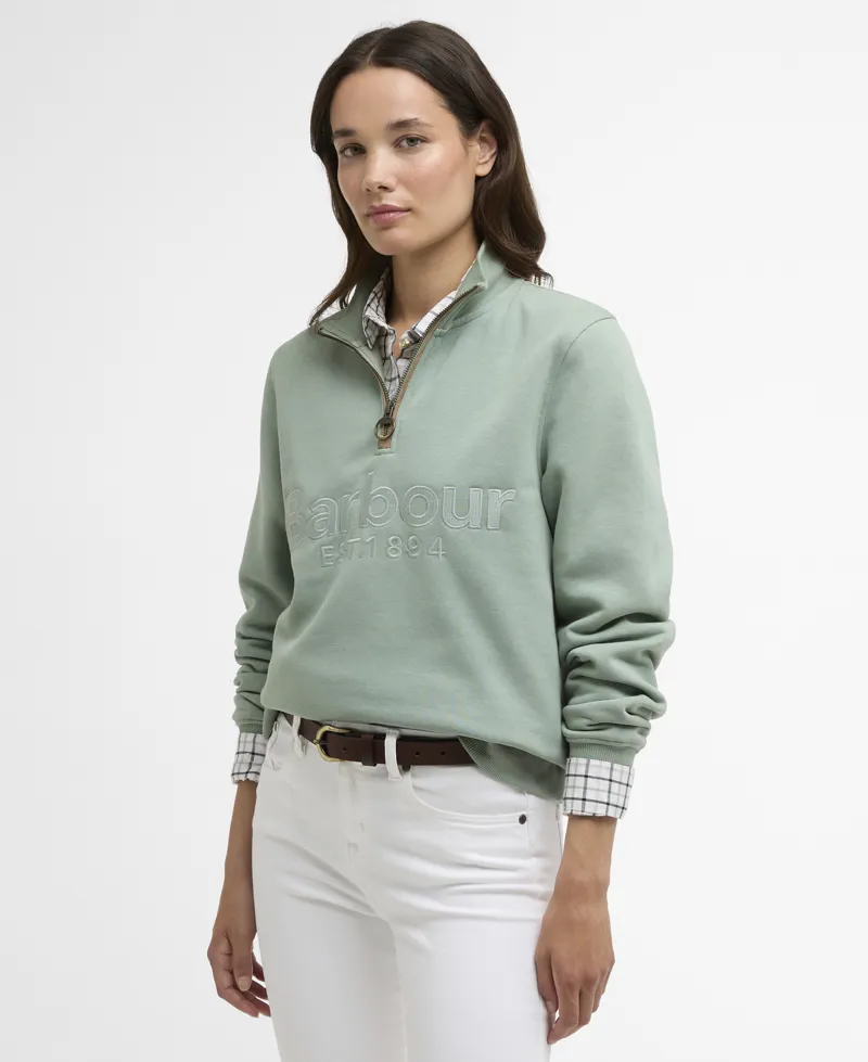 BARBOUR WOMEN CYNTHIA HALF ZIP SWEATSHIRT - blue sage-1