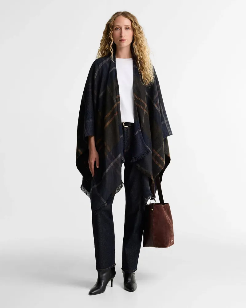 Barbour Blair Tartan Serape - Shadow Classic Tartan-1