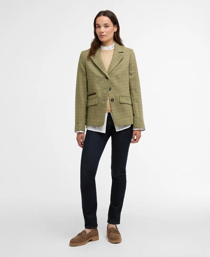 BARBOUR WOMEN'S LUPIN TAILORED JACKET - Light Olive Check-1