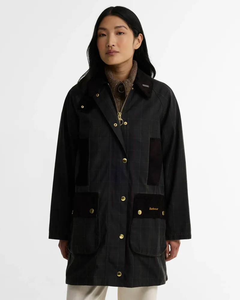 Barbour Womens Reimagined Icons Tartan Modern Beaufort Wax Jacket-2
