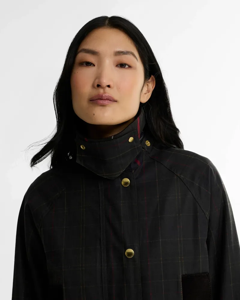 Barbour Womens Reimagined Icons Tartan Modern Beaufort Wax Jacket-5