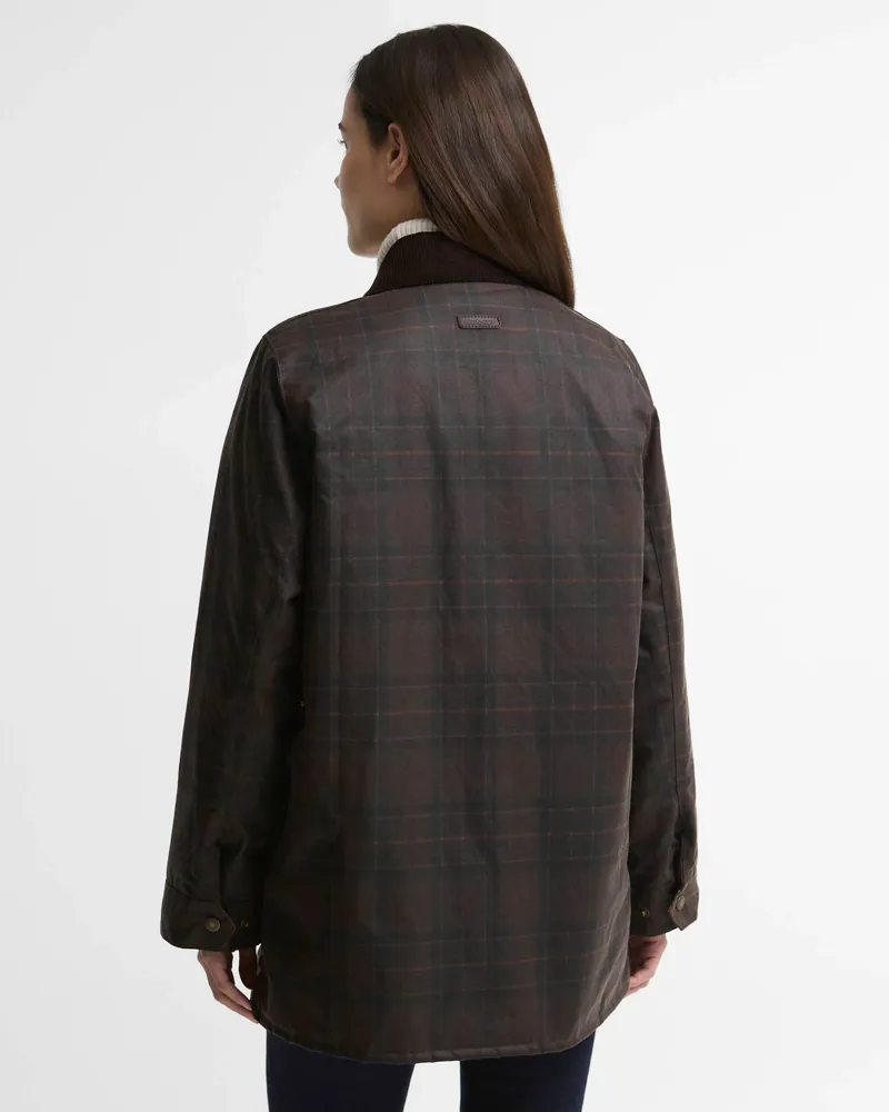 Barbour Womens Modern Checked Border Waxed Jacket - Muted Tartan-3