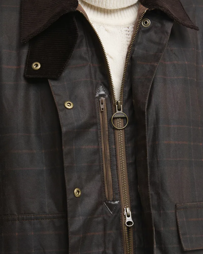 Barbour Womens Modern Checked Border Waxed Jacket - Muted Tartan-5