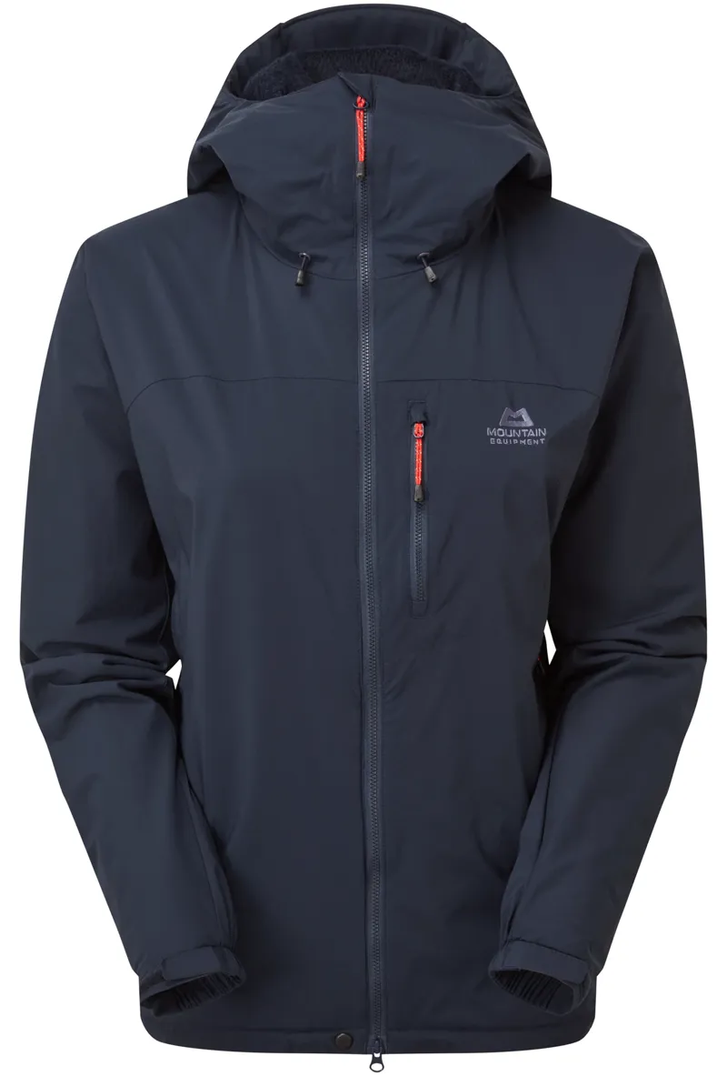 Mountain Equipment Kinesis women's jacket in Cosmos color displaying the sophisticated navy tone